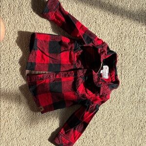 Kids Red & Black Plaid Button-Down Shirt - Cozy Flannel Style